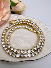 Load image into Gallery viewer, Tennis choker fine cut 4mm cz logo lock necklace