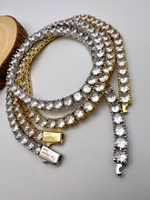 Load image into Gallery viewer, Tennis choker fine cut 4mm cz logo lock necklace