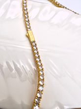 Load image into Gallery viewer, Tennis choker fine-cut cz logo lock necklace