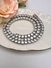 Load image into Gallery viewer, Tennis choker fine cut 4mm cz logo lock necklace