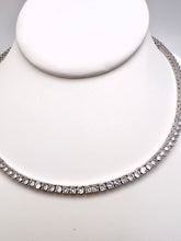 Load image into Gallery viewer, Tennis choker fine-cut cz logo lock necklace