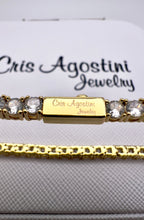 Load image into Gallery viewer, Tennis choker fine-cut cz logo lock necklace