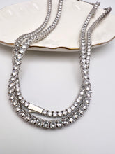 Load image into Gallery viewer, Tennis choker fine-cut cz logo lock necklace