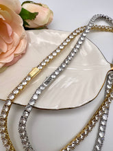Load image into Gallery viewer, Tennis choker fine cut 4mm cz logo lock necklace