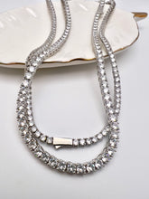 Load image into Gallery viewer, Tennis choker fine-cut cz logo lock necklace