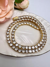 Load image into Gallery viewer, Tennis choker fine cut 4mm cz logo lock necklace