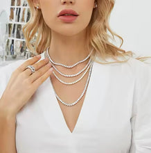 Load image into Gallery viewer, Tennis choker fine-cut cz logo lock necklace