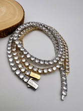 Load image into Gallery viewer, Tennis choker fine cut 4mm cz logo lock necklace