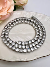 Load image into Gallery viewer, Tennis choker fine cut 4mm cz logo lock necklace