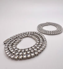 Load image into Gallery viewer, Tennis choker fine-cut cz logo lock necklace