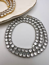 Load image into Gallery viewer, Tennis choker fine cut 4mm cz logo lock necklace