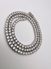 Load image into Gallery viewer, Tennis choker fine-cut cz logo lock necklace
