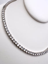 Load image into Gallery viewer, Tennis choker fine-cut cz logo lock necklace