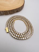 Load image into Gallery viewer, Tennis choker fine-cut cz logo lock necklace
