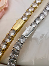 Load image into Gallery viewer, Tennis choker fine cut 4mm cz logo lock necklace