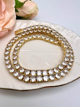 Load image into Gallery viewer, Tennis choker fine cut 4mm cz logo lock necklace