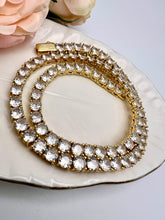 Load image into Gallery viewer, Tennis choker fine cut 4mm cz logo lock necklace