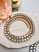 Load image into Gallery viewer, Tennis choker fine cut 4mm cz logo lock necklace