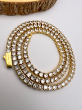 Load image into Gallery viewer, Tennis choker fine-cut cz logo lock necklace