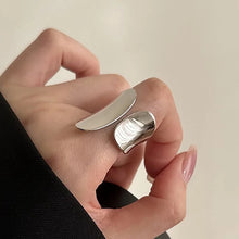 Load image into Gallery viewer, Chunky geometric adjustable silver plated ring