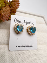 Load image into Gallery viewer, Heart crystal princess earrings