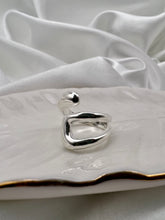 Load image into Gallery viewer, Chunky geometric adjustable silver plated ring