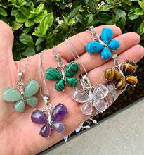 Load image into Gallery viewer, Natural stone butterfly shape necklace