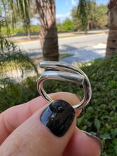 Load image into Gallery viewer, Chunky geometric adjustable silver plated ring
