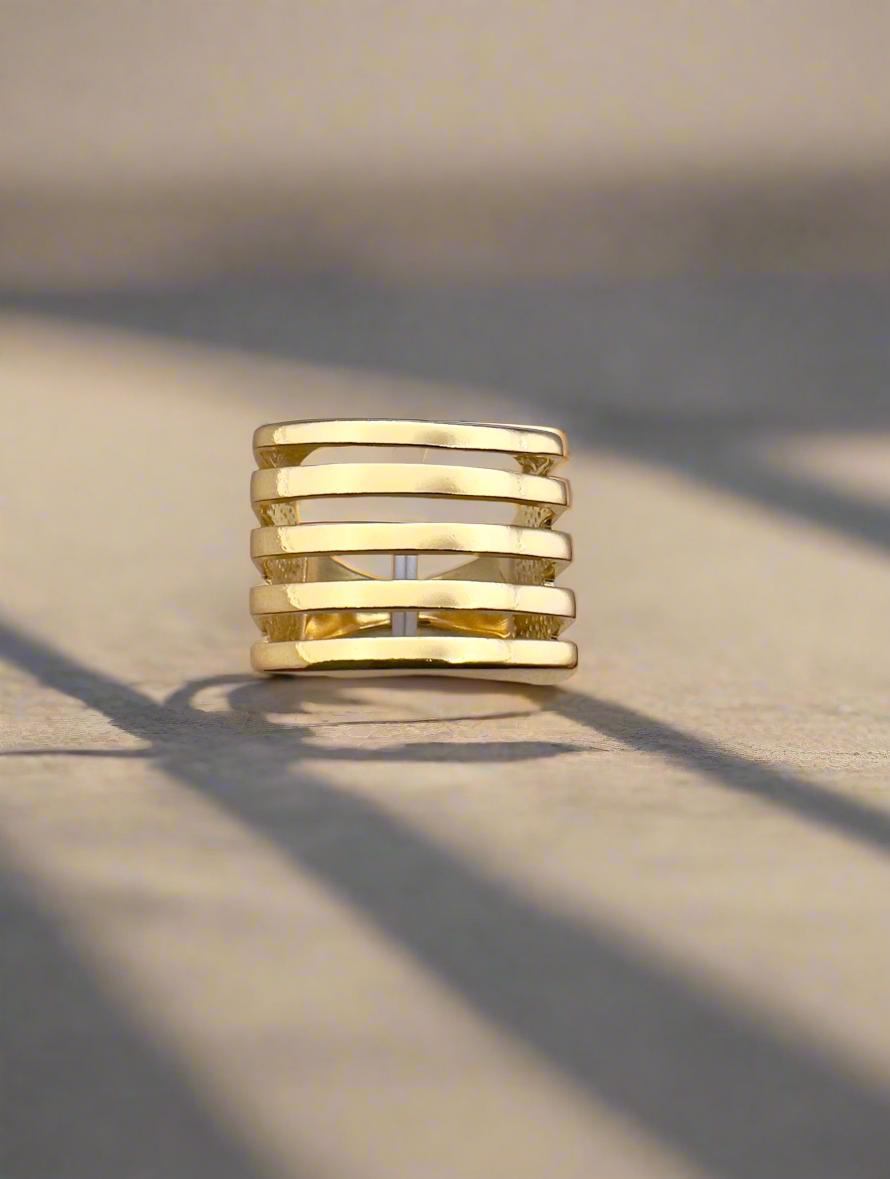 Ring with square strip detail