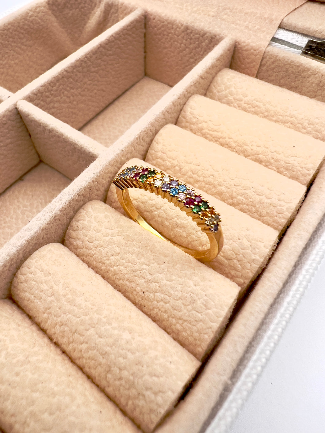 Half wedding micro color pave ring