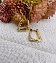 Load image into Gallery viewer, Triangle shape hoop with clip-on closure earrings
