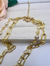 Load image into Gallery viewer, Two layers pearl and links choker necklace
