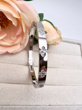 Load image into Gallery viewer, VC wider bracelet with cz clover embedded
