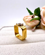 Load image into Gallery viewer, Square shaped ring with big cz diamond on top
