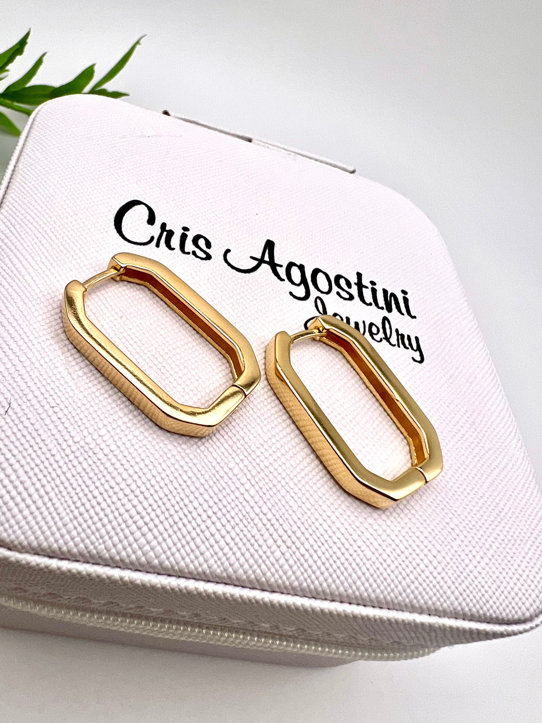 Rectangular hoop with corner cut earrings