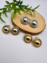 Load image into Gallery viewer, Gold and silver plated button earrings
