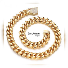 Load image into Gallery viewer, Highly Polished 8mm Gold Plated studded clasp Men&#39;s Cuban Chain
