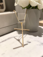 Load image into Gallery viewer, Stick-style crucifix set with cz diamonds necklace

