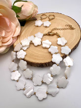 Load image into Gallery viewer, Mother of pearl hoop and necklace jewelry set
