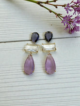 Load image into Gallery viewer, Square and drop crystal party earrings
