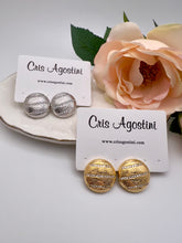 Load image into Gallery viewer, Button with cz strips earrings
