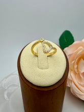 Load image into Gallery viewer, Delicate ring open studded heart cz on side
