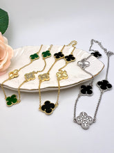 Load image into Gallery viewer, Flat and cz VC clover choker necklace
