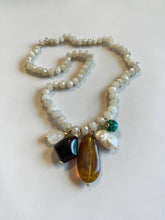 Load image into Gallery viewer, Four different gemstones light beige crystal necklace
