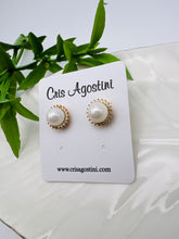 Load image into Gallery viewer, Shell pearl surrounded with micro zirconia 3 sizes earrings
