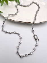 Load image into Gallery viewer, Cz diamond  straight detail rhodium plated necklace
