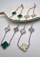 Load image into Gallery viewer, Flat and cz VC clover choker necklace
