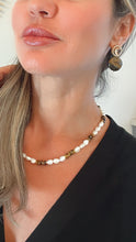 Load image into Gallery viewer, Cultured pearl and tiger&#39;s eye necklace
