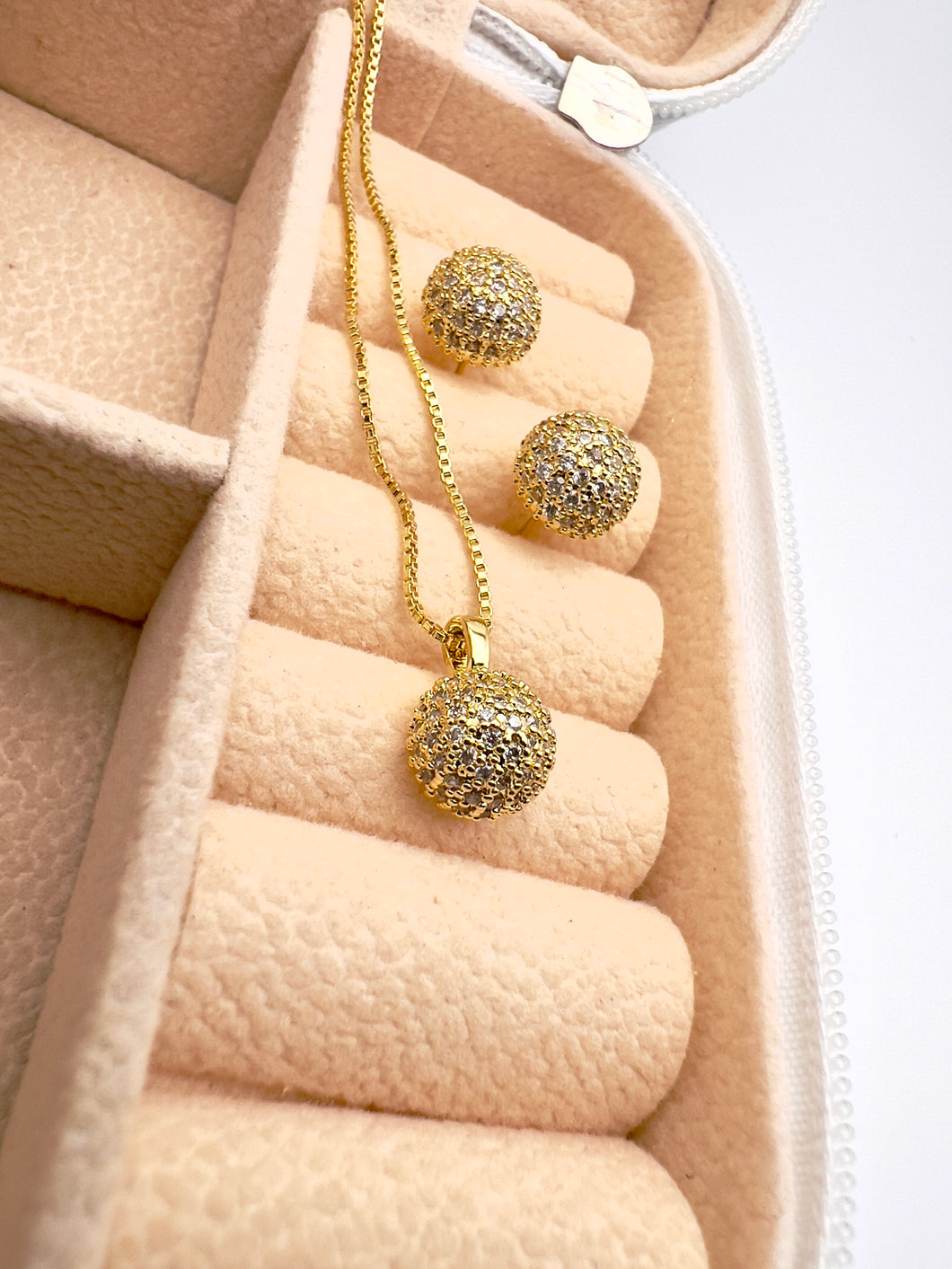 Studded cz half small ball set