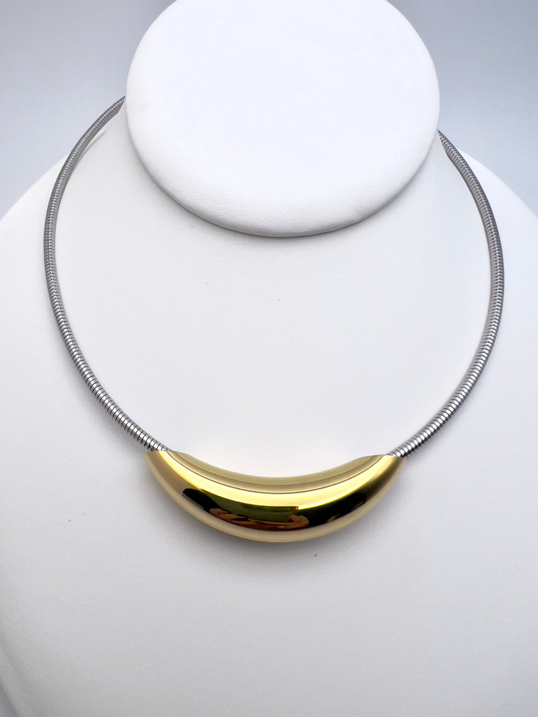 Soft cord silver with gold tube necklace